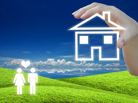 idea of house planning on nature background.の写真素材