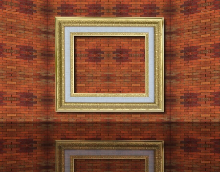 Photo frame on old brick wall.