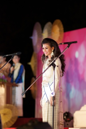 CHIANGMAI, THAILAND - JANUARY 3: Patchara Pimonmark during the "Miss chiangmai contest 2012" at Chiangmai province on January 3, 2012 in Chiangmai, Thailand.のeditorial素材