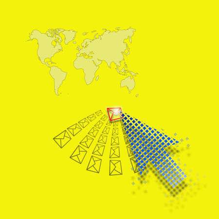 Business concept by arrow sign selcetion with yellow background.