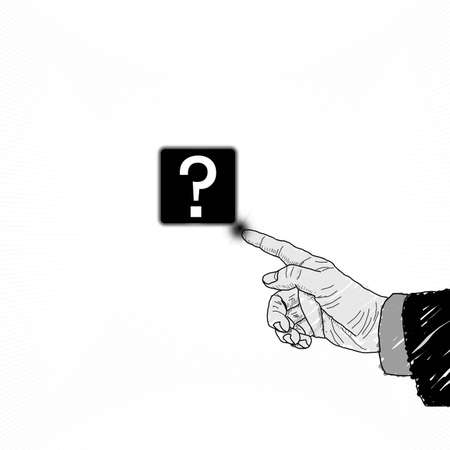 Business selection concept by sketch hand picture on white background.の写真素材