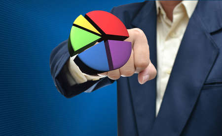 business selection concept by businessman fist picture on gradient blue background.