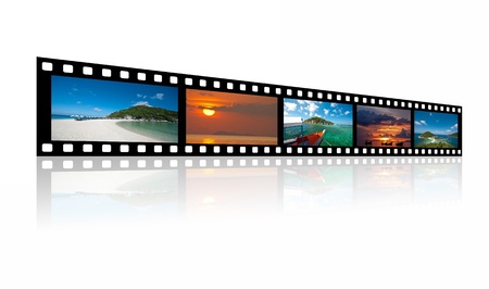 Landscape pictures on  old fasion films over white background.の写真素材