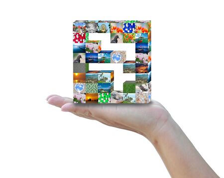 Pictur in cube artwork for environment saving idea.の写真素材