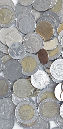Stack of thai coin on white background.のeditorial素材