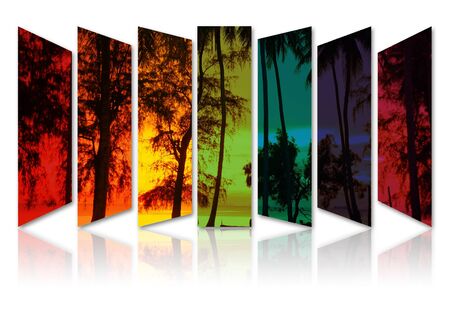 Art work of abstract rainbow color of landscape picture with reflection .