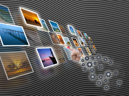 business concept on Dark curve line background.の写真素材