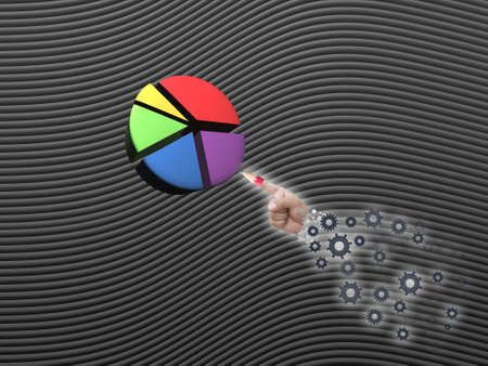 business concept on Dark curve line background.
