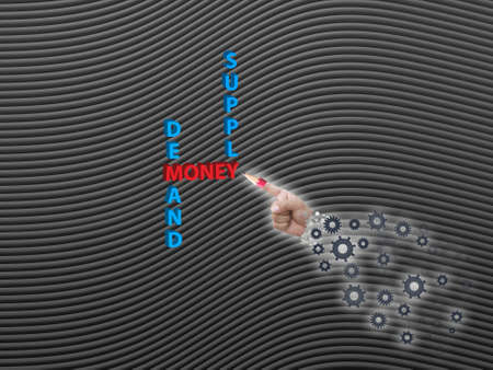 business concept on Dark curve line background.