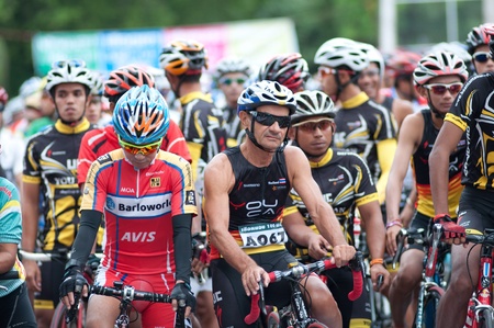 SURATTHANI, THAILAND - JULY 8: Unknown riders in action during Suratthani bike race 2012 at Suratthani on July 8, 2012 in Suratthani, Thailand.のeditorial素材