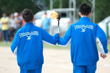 KO SAMUI - JULY 19: Paraders from various local school in action during Sport Day on July 18-21, 2012 in Ko samui, Thailand.のeditorial素材