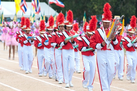 KO SAMUI - JULY 19: Paraders from various local school in action during Sport Day on July 18-21, 2012 in Ko samui, Thailand.のeditorial素材