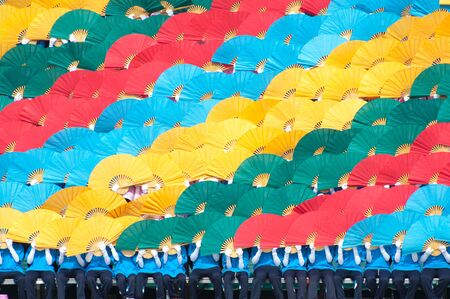KO SAMUI - JULY 19: Cheer stage of local school in action during Sport Day on July 18-21, 2012 in Ko samui, Thailand.のeditorial素材
