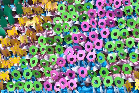 KO SAMUI - JULY 19: Cheer stage of local school in action during Sport Day on July 18-21, 2012 in Ko samui, Thailand.のeditorial素材