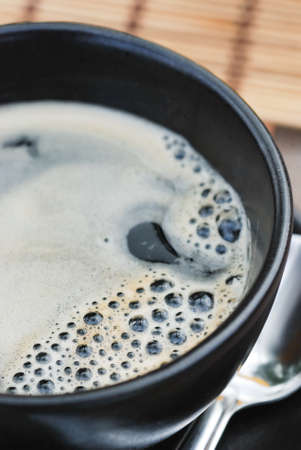 close up black cup of coffee.の写真素材