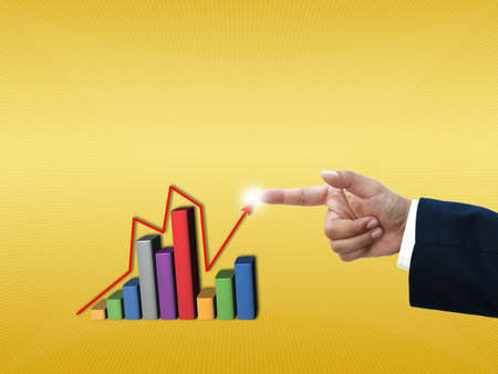 business hand selecting business icon on golden gradient background.