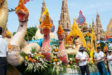 NAKHON SRI THUMMARAT - OCTOBER 14: NGAN DUAN SIB Traditional of buddhist festival; Unidentified...