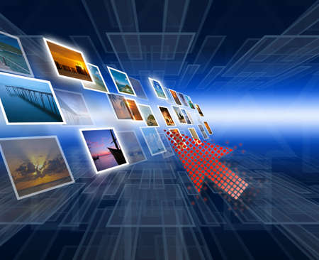 Modern Illustration of business  selection on blue abstract background.の写真素材