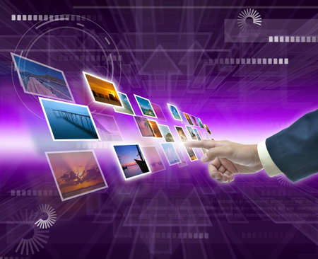 Modern Illustration of business selection on purple abstract background.