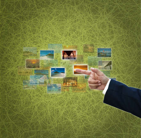 Business ideas on green abstract background.の写真素材