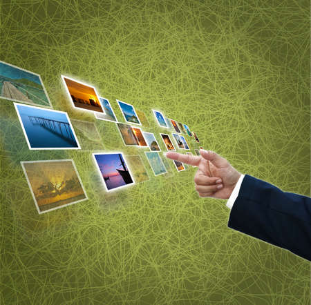 Business ideas on green abstract background.の写真素材