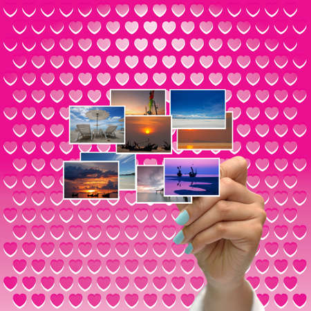 Business idea on pink abstract background.の写真素材