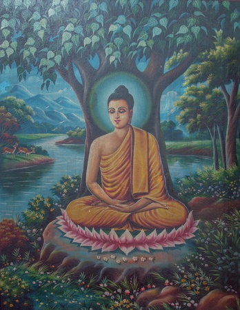 Biddish story thai fine art at temple wall.のeditorial素材