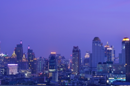 Bangkok city night view with main trafficのeditorial素材