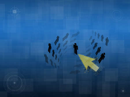 Modern Illustration of business selection on blue abstract background.
