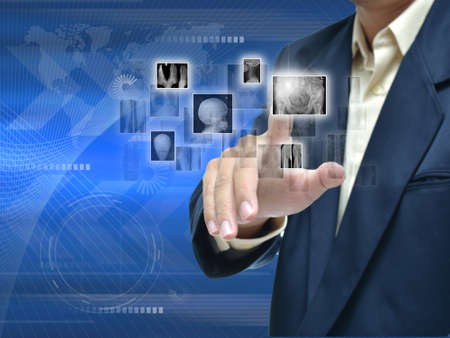 Modern Illustration of business selection on blue abstract background.