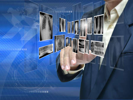 Modern Illustration of business selection on blue abstract background.