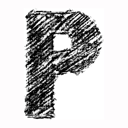 Sketch bold capital letter black font over white background.の写真素材