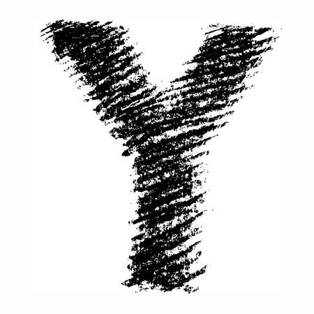 Sketch bold capital letter black font over white background.の写真素材