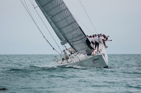 SAMUI, THAILAND - MAY 31 2013: Samui regatta 2013 event. Racing yacht in a sea on Friday 31 May 2013...