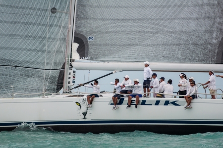 SAMUI, THAILAND - MAY 31 2013: Samui regatta 2013 event. Racing yacht in a sea on Friday 31 May 2013...