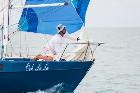 SAMUI, THAILAND - MAY 31 2013: Samui regatta 2013 event. Racing yacht in a sea on Friday 31 May 2013 in Ko Samui island, Suratthani, Thailand.のeditorial素材