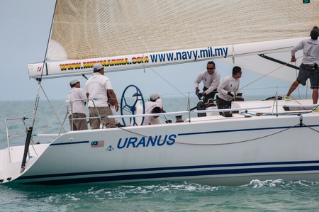 SAMUI, THAILAND - MAY 31 2013: Samui regatta 2013 event. Racing yacht in a sea on Friday 31 May 2013 in Ko Samui island, Suratthani, Thailand.のeditorial素材