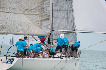 SAMUI, THAILAND - MAY 31 2013: Samui regatta 2013 event. Racing yacht in a sea on Friday 31 May 2013 in Ko Samui island, Suratthani, Thailand.のeditorial素材
