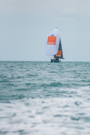 SAMUI, THAILAND - MAY 31 2013: Samui regatta 2013 event. Racing yacht in a sea on Friday 31 May 2013 in Ko Samui island, Suratthani, Thailand.のeditorial素材
