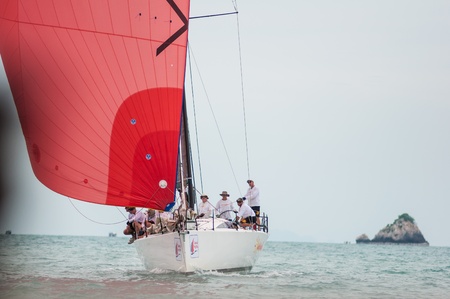 SAMUI, THAILAND - MAY 31 2013: Samui regatta 2013 event. Racing yacht in a sea on Friday 31 May 2013 in Ko Samui island, Suratthani, Thailand.のeditorial素材