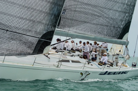 SAMUI, THAILAND - MAY 31 2013: Samui regatta 2013 event. Racing yacht in a sea on Friday 31 May 2013...