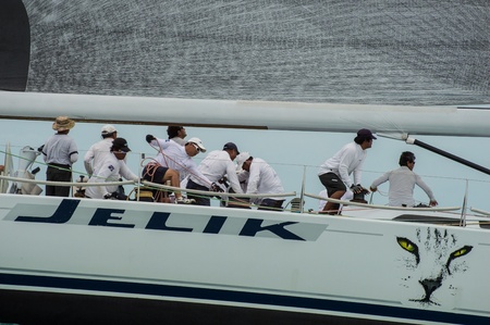 SAMUI, THAILAND - MAY 31 2013: Samui regatta 2013 event. Racing yacht in a sea on Friday 31 May 2013 in Ko Samui island, Suratthani, Thailand.のeditorial素材