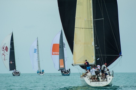SAMUI, THAILAND - MAY 31 2013: Samui regatta 2013 event. Racing yacht in a sea on Friday 31 May 2013 in Ko Samui island, Suratthani, Thailand.のeditorial素材