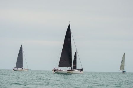SAMUI, THAILAND - MAY 31 2013: Samui regatta 2013 event. Racing yacht in a sea on Friday 31 May 2013 in Ko Samui island, Suratthani, Thailand.のeditorial素材