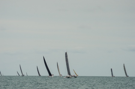 SAMUI, THAILAND - MAY 31 2013: Samui regatta 2013 event. Racing yacht in a sea on Friday 31 May 2013 in Ko Samui island, Suratthani, Thailand.のeditorial素材