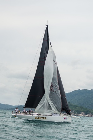 SAMUI, THAILAND - MAY 31 2013: Samui regatta 2013 event. Racing yacht in a sea on Friday 31 May 2013 in Ko Samui island, Suratthani, Thailand.のeditorial素材