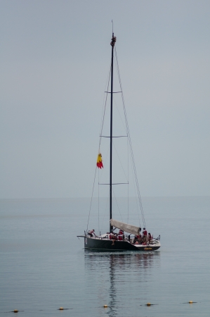 SAMUI, THAILAND - MAY 31 2013: Samui regatta 2013 event. Racing yacht in a sea on Friday 31 May 2013...