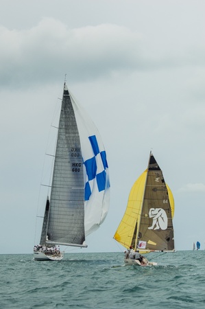 SAMUI, THAILAND - MAY 31 2013: Samui regatta 2013 event. Racing yacht in a sea on Friday 31 May 2013...