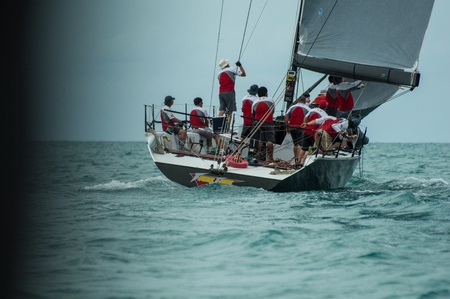 SAMUI, THAILAND - MAY 31 2013: Samui regatta 2013 event. Racing yacht in a sea on Friday 31 May 2013...