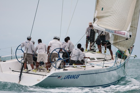SAMUI, THAILAND - MAY 31 2013: Samui regatta 2013 event. Racing yacht in a sea on Friday 31 May 2013...
